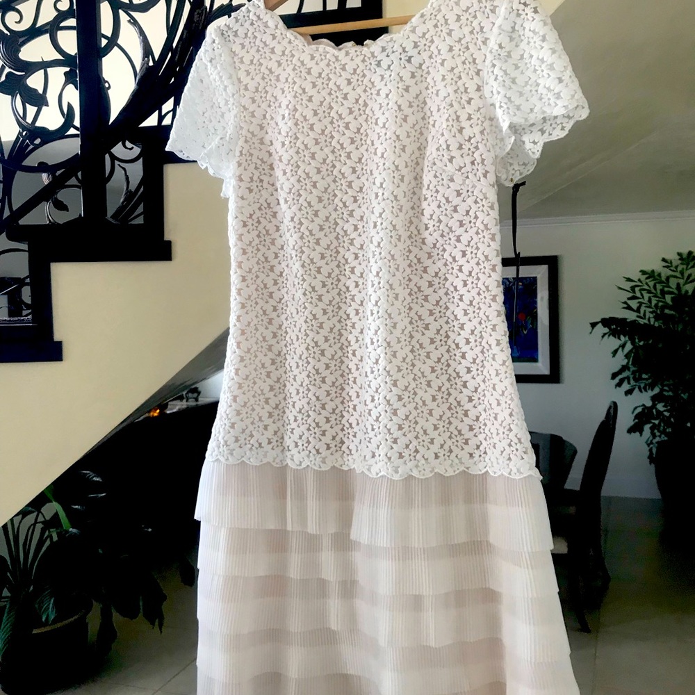 Embroidered Tiered Sheath Dress.
